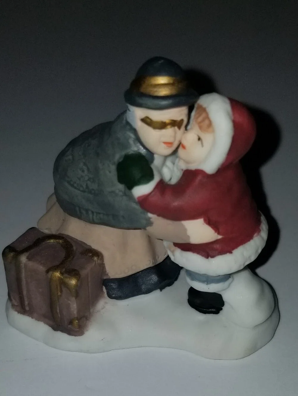 Holiday Figurine Grandma And Child Red Gray Decorative Home Holiday Village